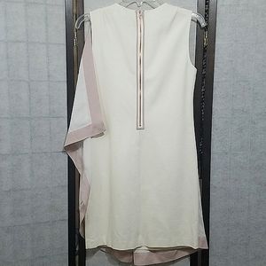 Ted Baker off-white / mauve pink sleeveless draped shoulder fitted dress sz 2